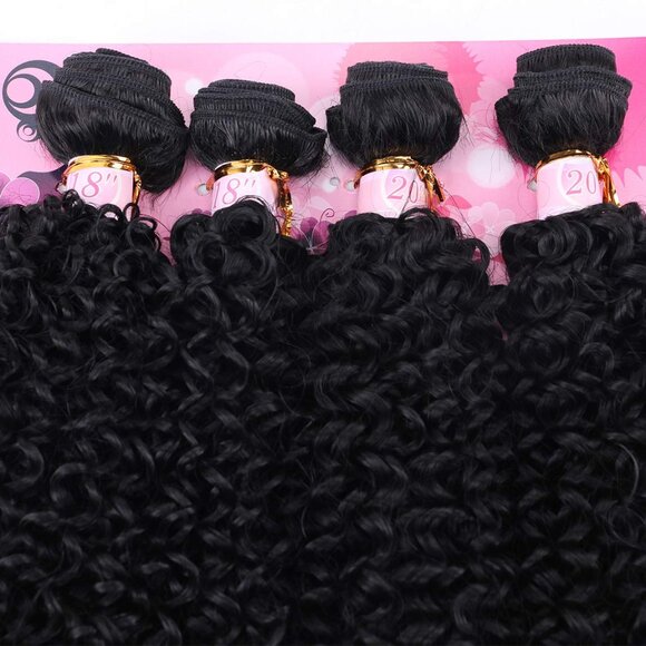 Kinky Curly Synthetic Hair Bundles 4 Pieces Natural Soft Sew In Extensions - Picture 3 of 8